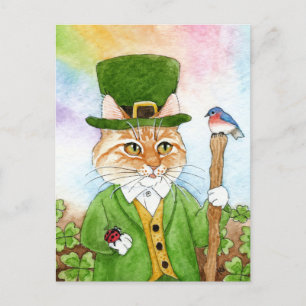 Cute Cat Leprechaun St. Paddy's Day Spring briefka Feestdagenkaart