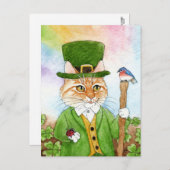 Cute Cat Leprechaun St. Paddy's Day Spring briefka Feestdagenkaart (Voorkant / Achterkant)