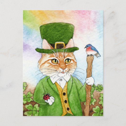 Cute Cat Leprechaun St. Paddy's Day Spring briefka Feestdagenkaart (Voorkant)