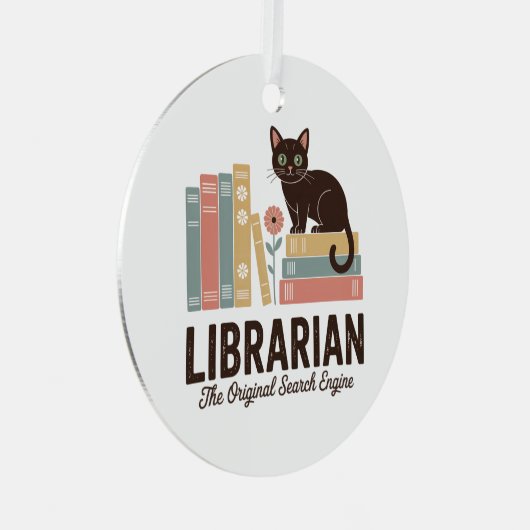 Cute Cat Librarian  Metalen Ornament (Voorkant Rechts)