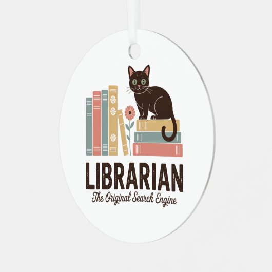 Cute Cat Librarian  Metalen Ornament (Voorkant links)