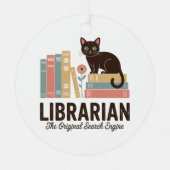 Cute Cat Librarian  Metalen Ornament (Voorkant)