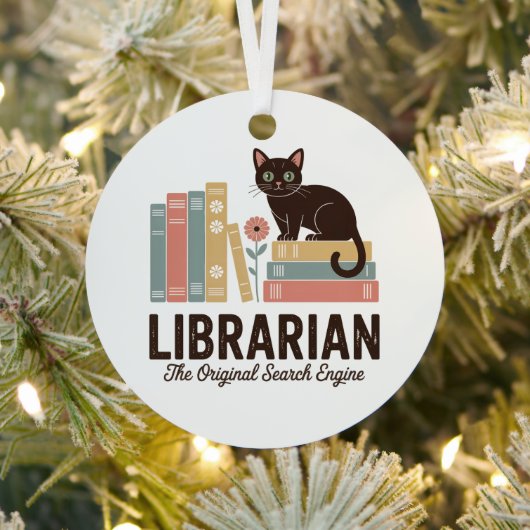 Cute Cat Librarian  Metalen Ornament (Insitu)