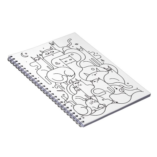 Cute Cat Line Art Coloring Notebook Notitieboek (Rechterzijde)