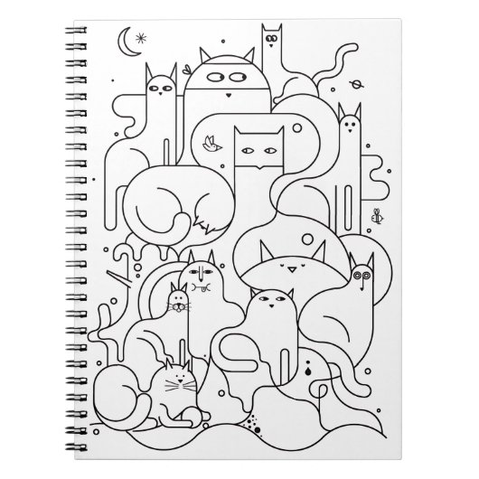 Cute Cat Line Art Coloring Notebook Notitieboek (Voorkant)