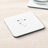 Cute cat line drawing, with three hearts bier onderzetter (Linkerzijde)