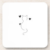 Cute cat line drawing, with three hearts bier onderzetter (Voorkant)