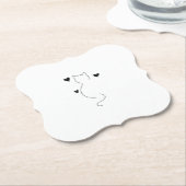 Cute cat line drawing, with three hearts kartonnen onderzetters (Gekanteld)