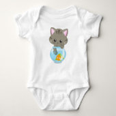 Cute Cat, Little Cat, Kat, Kitten, Fish Bowl Romper (Voorkant)