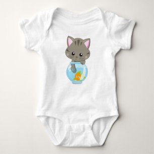 Cute Cat, Little Cat, Kat, Kitten, Fish Bowl Romper