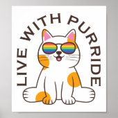 Cute Cat live met Purride Pride-vlagbril Poster (Voorkant)