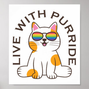 Cute Cat live met Purride Pride-vlagbril Poster