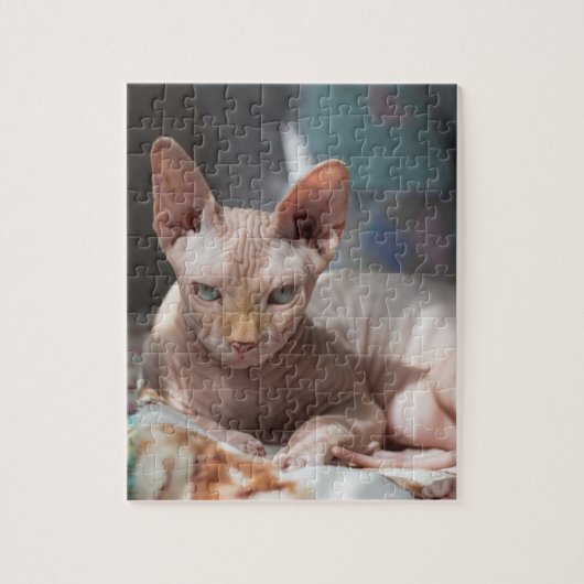 Cute Cat Lounging zonder Fur Legpuzzel (Verticaal)