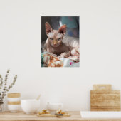 Cute Cat Lounging zonder Fur Poster (Keuken)