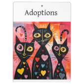 Cute Cat Love Red Hearts Clipboard  Klembord (Achterkant)