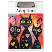 Cute Cat Love Red Hearts Clipboard  Klembord (Voorkant)