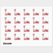 Cute Cat Love Typography Red Hearts | VALENTIJN Vierkante Sticker (Vel)