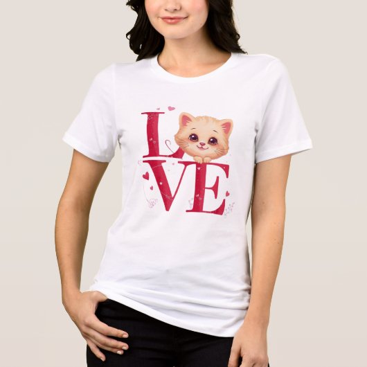 Cute Cat LOVE Valentine’s Day Gift Tri-Blend Shirt (Voorkant)