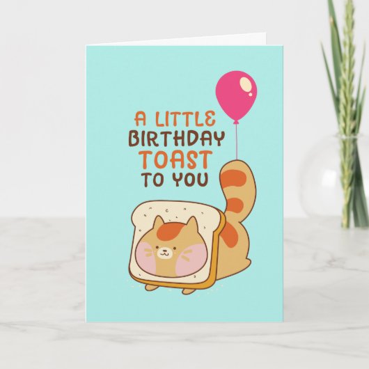 Cute Cat Lover Birthday Toast Funny Food Pun Kaart (Voorkant)