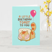 Cute Cat Lover Birthday Toast Funny Food Pun Kaart (Gele Bloem)