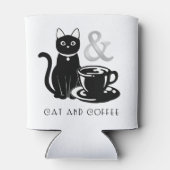 Cute Cat Lover Coffee Lover Black and White Blikjeskoeler (Achterkant)
