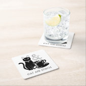 Cute Cat Lover Coffee Lover Black and White Kartonnen Onderzetters (Insitu)