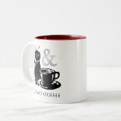 Cute Cat Lover Coffee Lover Black and White Tweekleurige Koffiemok (Voorkant links)