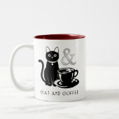 Cute Cat Lover Coffee Lover Black and White Tweekleurige Koffiemok (Links)