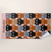 Cute Cat Lover Feline Facons Monogram Strandlaken (Voorkant)