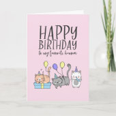 Cute Cat Lover Kittens Party Pet Funny Birthday Kaart (Voorkant)