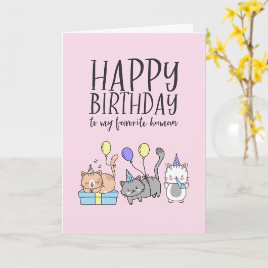 Cute Cat Lover Kittens Party Pet Funny Birthday Kaart (Gele Bloem)