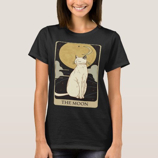Cute Cat Lover, Moon Tarot Card, Cat Tarot Card, F T-shirt (Voorkant)
