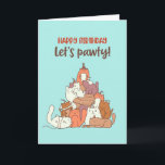 Cute Cat Lover Pun Let's Pawty Funny Birthday Kaart<br><div class="desc">Grappig en schattig verjaardagskaart voor degenen die van puns en humor houden. Ideaal om je vrienden en familie geluk te wensen met hun verjaardag. Bezoek onze winkel voor meer collectie met verjaardagskaarten. Je zult iets coole,  humoristische en soms sarcastische verjaardagskaarten vinden voor je speciale iemand.</div>