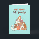 Cute Cat Lover Pun Let's Pawty Funny Birthday Kaart<br><div class="desc">Grappig en schattig verjaardagskaart voor degenen die van puns en humor houden. Ideaal om je vrienden en familie geluk te wensen met hun verjaardag. Bezoek onze winkel voor meer collectie met verjaardagskaarten. Je zult iets coole,  humoristische en soms sarcastische verjaardagskaarten vinden voor je speciale iemand.</div>