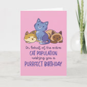 Cute Cat Lover Purrfect Birthday Funny Kaart (Voorkant)