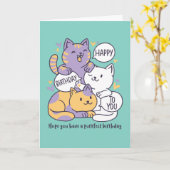 Cute Cat Lover Purrfect Happy Birthday Kaart (Gele Bloem)