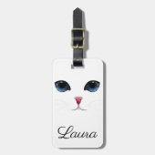Cute Cat Lover Schattig Face White Bagagelabel (Voorkant verticaal)