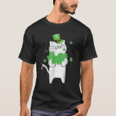 Cute Cat Lover Shamrock St Patricks Day Meowy Iris T-shirt (Voorkant)