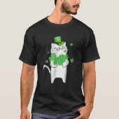 Cute Cat Lover Shamrock St Patricks Day Meowy Iris T-shirt (Voorkant)