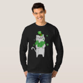 Cute Cat Lover Shamrock St Patricks Day Meowy Iris T-shirt (Voorkant volledig)
