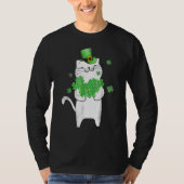Cute Cat Lover Shamrock St Patricks Day Meowy Iris T-shirt (Voorkant)