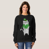 Cute Cat Lover Shamrock St Patricks Day Meowy Iris Trui (Voorkant volledig)