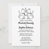Cute Cat Lover Wedding Black White Modern Kittens Kaart (Voorkant)