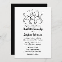 Cute Cat Lover Wedding Black White Modern Kittens