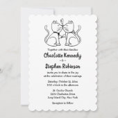 Cute Cat Lover Wedding Black White Modern Kittens Kaart (Voorkant)