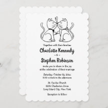 Cute Cat Lover Wedding Black White Modern Kittens