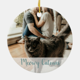 Cute Cat Lover Winter Meowy Catmas Kerstmis Keramisch Ornament