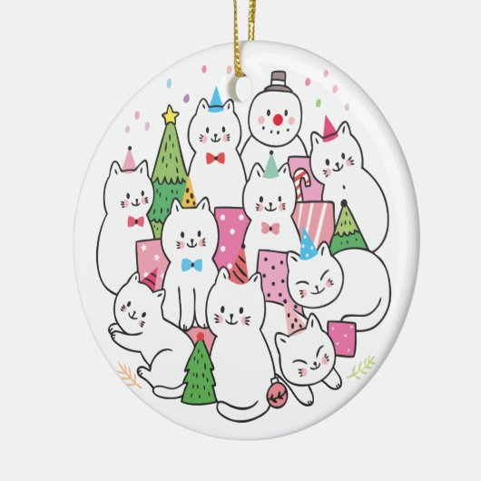Cute Cat Lover Winter Meowy Kerstmis Keramisch Ornament (Links)