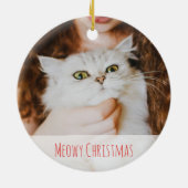 Cute Cat Lover Winter Meowy Kerstmis Keramisch Ornament (Achterkant)