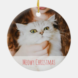 Cute Cat Lover Winter Meowy Kerstmis Keramisch Ornament